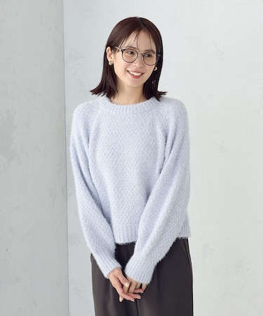 【ウォッシャブル】ミックスラメモールニット