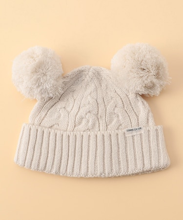 ぼんてん耳付き ニットキャップ