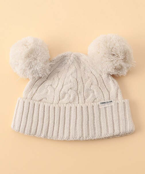 ぼんてん耳付き ニットキャップ