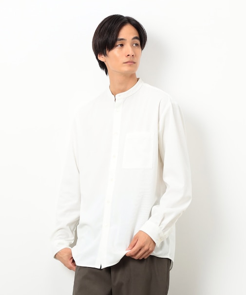 トリコットコーデュロイ バンドカラー シャツ