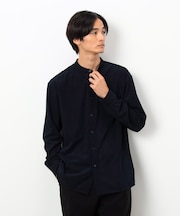 トリコットコーデュロイ バンドカラー シャツ