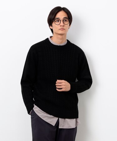 ケーブルブロッキングニット