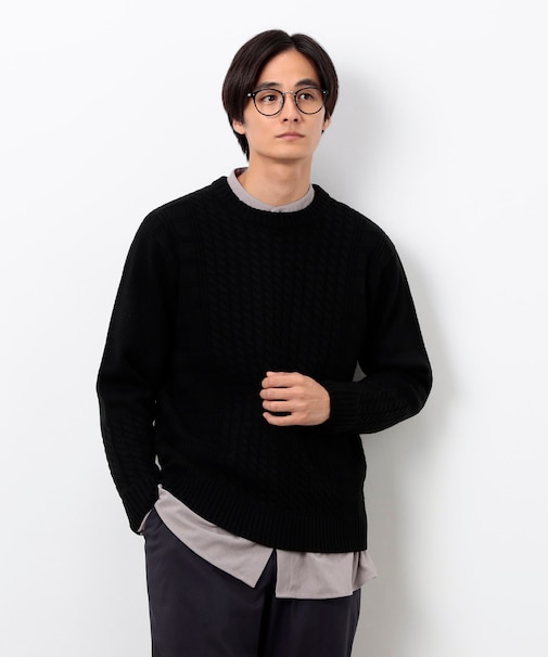 ケーブルブロッキングニット