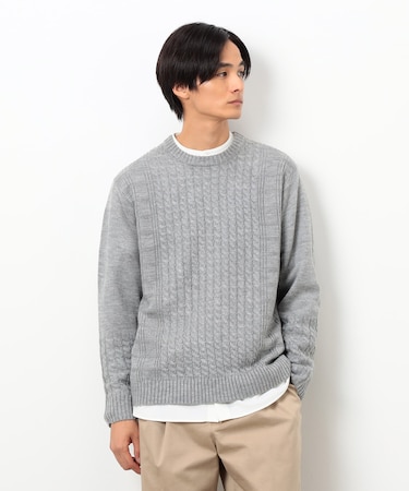 ケーブルブロッキングニット