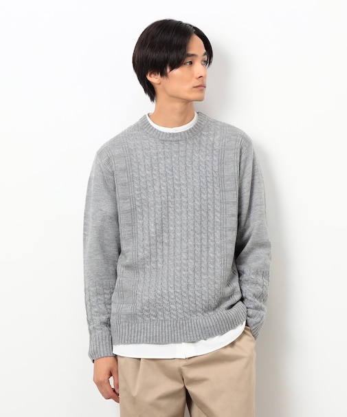 ケーブルブロッキングニット