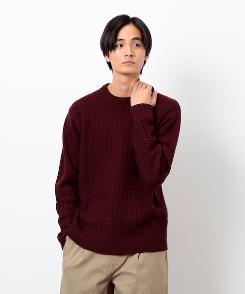 ケーブルブロッキングニット