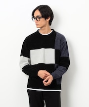 モール カラーブロッキングニット