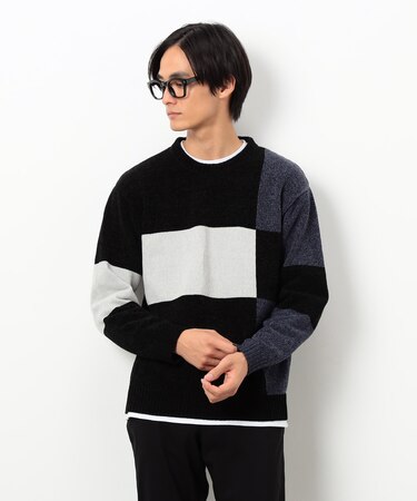 モール カラーブロッキングニット