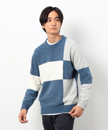 モール カラーブロッキングニット