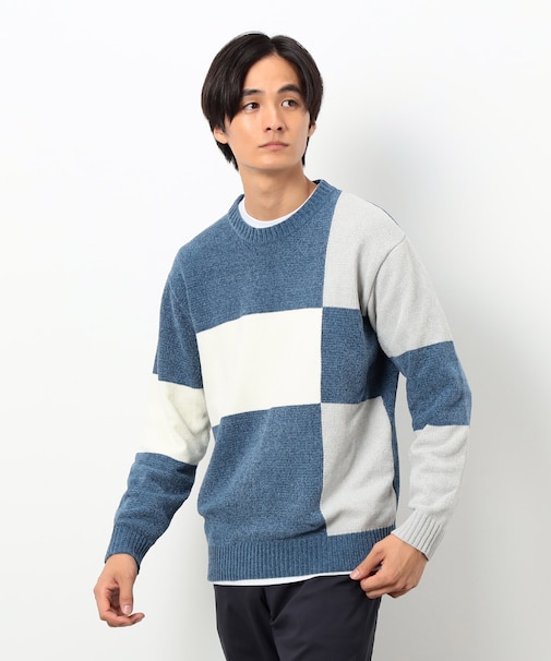 モール カラーブロッキングニット