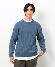 モール ケーブル入りワイドリブニット