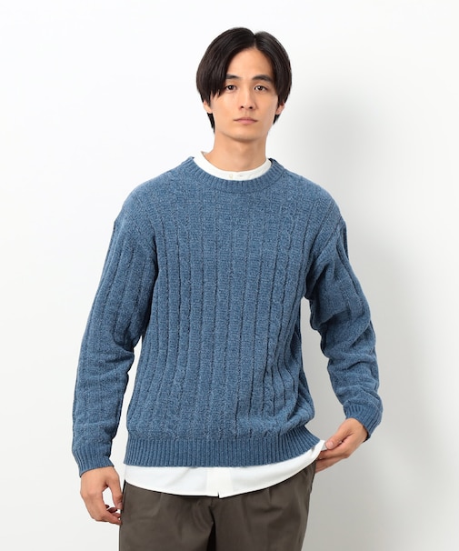 モール ケーブル入りワイドリブニット