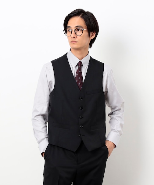 【セットアップ対応】ポリエステル ウール ギャバ ベスト