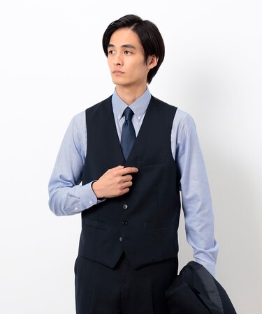 【セットアップ対応】ポリエステル ウール ギャバ ベスト