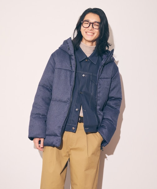 ダイヤカットドビー ダウン フード ブルゾン