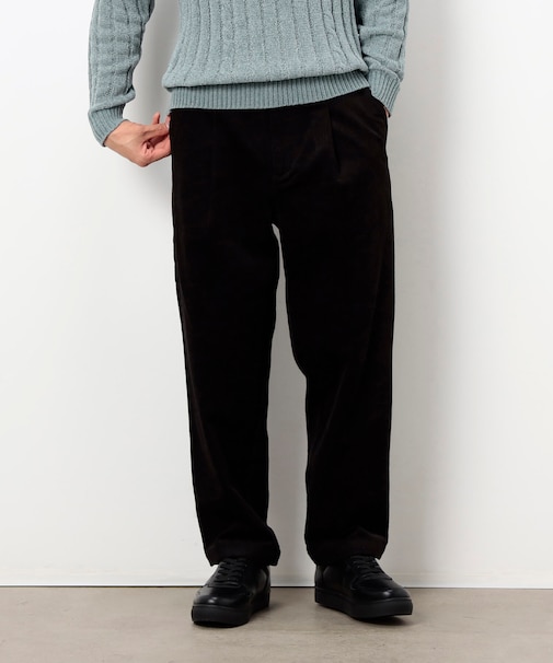 コーデュロイ ワンタック ワイド テーパードパンツ