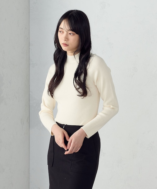 【ウォッシャブル】ベーシック ハイネックニット