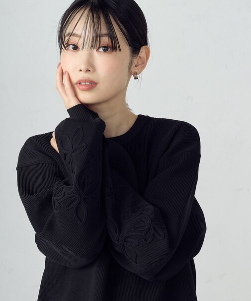 コード刺繍 クルーネックニット / セットアップ対応