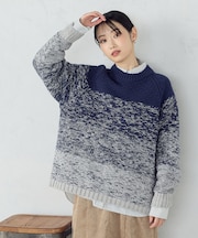 変形　鹿の子　グラデーション　ニット