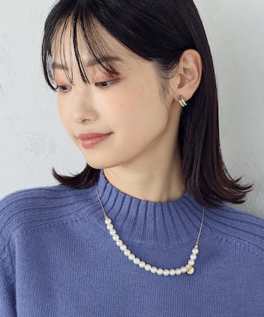 変形メタルパーツ パールネックレス