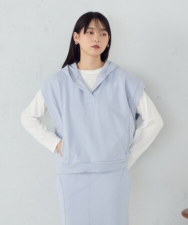 【セットアイテム】 裏毛フーディベスト+ロンT / セットアップ対応