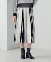 マルチストライプ配色ニットスカート / セットアップ対応