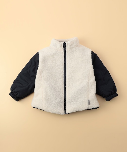 【オンライン限定カラー:ブラック】リバーシブル キルト×ボア ブルゾン(ベビーサイズ)