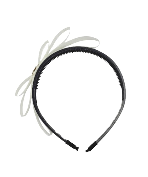 メタル パーツ付き サテン リボン カチューシャ