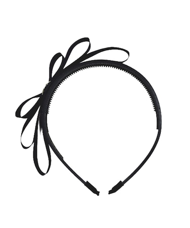 メタル パーツ付き サテン リボン カチューシャ