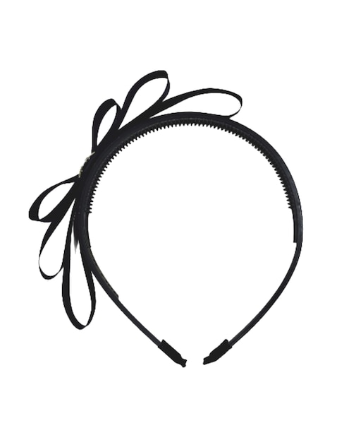 メタル パーツ付き サテン リボン カチューシャ