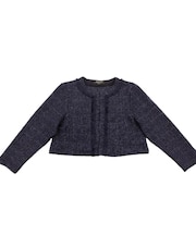 【オンライン限定カラー:ネイビー】ラメ混 ツイード調 ジャージー ボレロ(110-130cm)