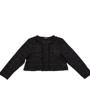 【オンライン限定カラー:ネイビー】ラメ混 ツイード調 ジャージー ボレロ(140-160cm)