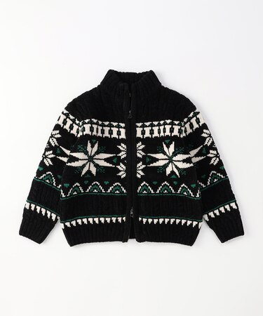 【雑誌掲載商品】雪柄 モールニット ジップアップ ブルゾン