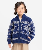 【雑誌掲載商品】雪柄 モールニット ジップアップ ブルゾン