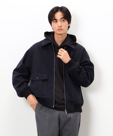 ジャージー ツイード ジップブルゾン