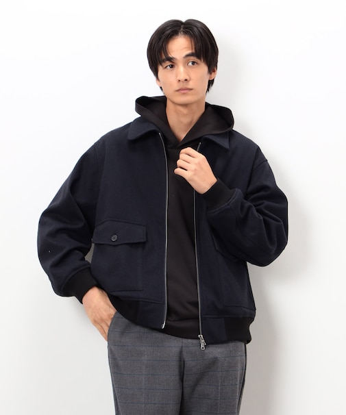 ジャージー ツイード ジップブルゾン