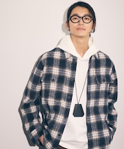 ウールライク シャギーチェック シャツブルゾン