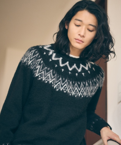 フェアアイル柄 シャギーニット