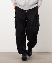 ポリエステルツイル ワイドシルエット カーゴパンツ