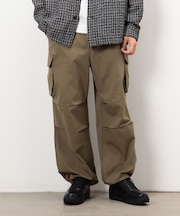 ポリエステルツイル ワイドシルエット カーゴパンツ