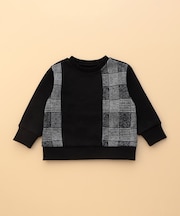 グレンチェックプリント 裏起毛 切り替えトレーナー / セットアップ対応 (ベビーサイズ)