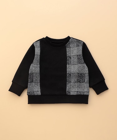 グレンチェックプリント 裏起毛 切り替えトレーナー / セットアップ対応 (ベビーサイズ)