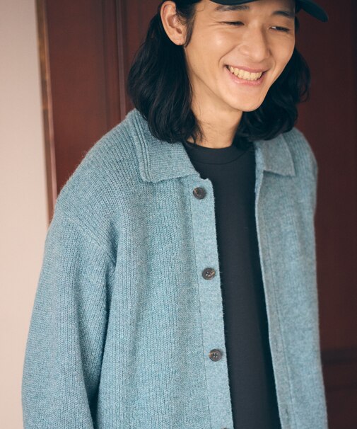 エアリーメランジニット シャツカーディガン