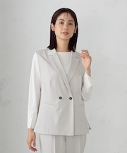 【セットアップ対応】ポリエステルツイル テーラードジレ