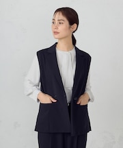 【セットアップ対応】ポリエステルツイル テーラードジレ