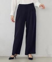 【セットアップ対応】ポリエステルツイル タックワイドパンツ