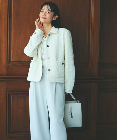 【宮城舞さん着用】ファンシーツイード ステンカラーショートジャケット