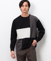 ストレッチポンチ×ワッフル ブロッキング 長袖Ｔシャツ