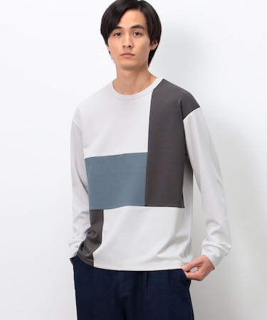 ストレッチポンチ×ワッフル ブロッキング 長袖Ｔシャツ