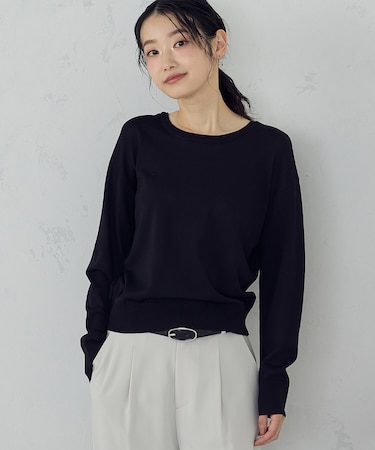 【UVカット・ウォッシャブル】ベーシック 2WAYネックニット